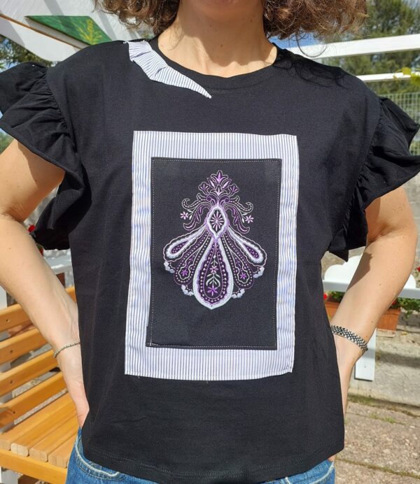 Maglia donna ricamo rouches - immagine 2