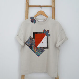 Maglia donna fiori jeans